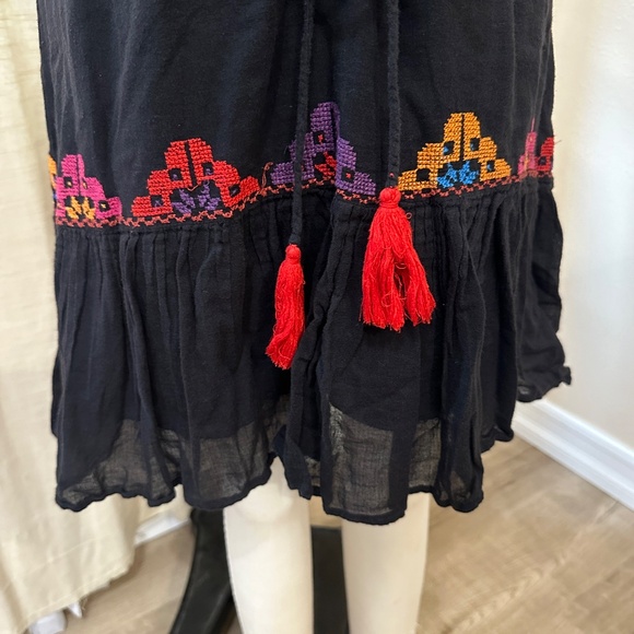 CAROLINA K Natalie Black Embroidered Shirt Dress Size Medium - Picture 6 of 11